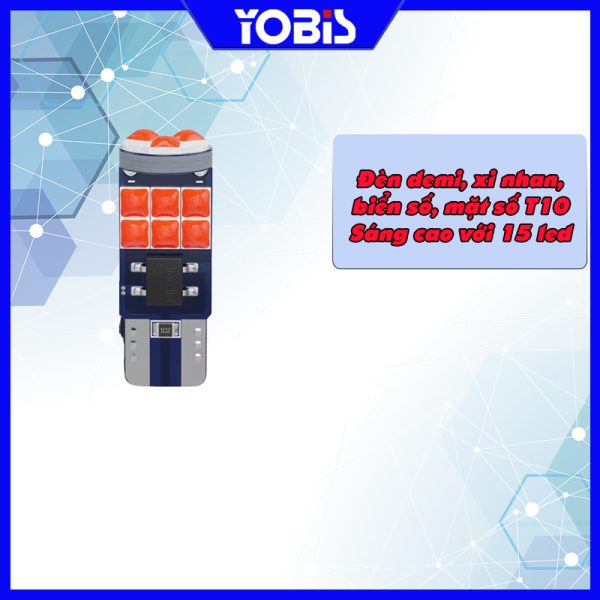 Led T10 15LED canbus đèn nội thất ô tô, đèn biển số, đèn vòm, đèn xi nhan - Ảnh 2